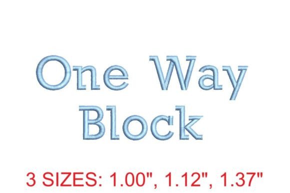 One Way Block Font for Embroidery