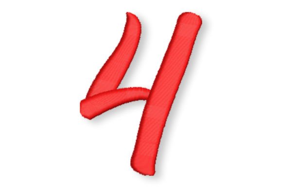 Script Number Four Embroidery
